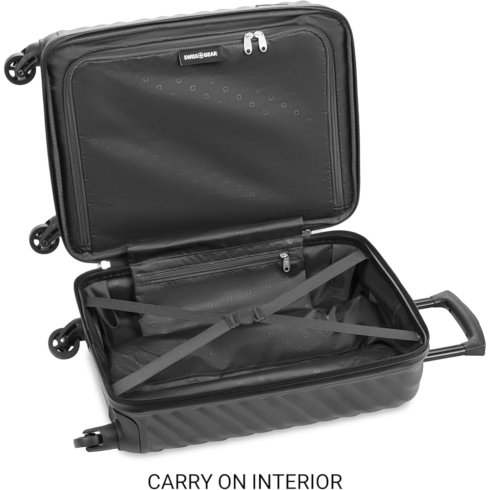 | SwissGear Lightweight Expandable Spinner, Black Wave, 3-Piece Set | Luggage Sets