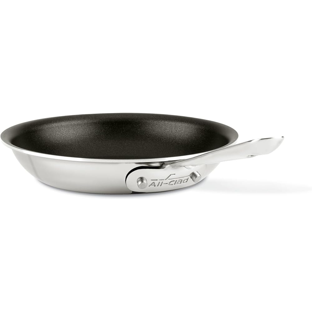 All-Clad D3 8 Inch Stainless Steel Pro Non Stick Frying pan, 3-Ply Stainless Steel Pan, Induction, Oven Broiler Safe 500F Skillet, Professional Cookware, Silver