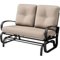 Giantex Outdoor Glider Bench, Patio 2 Person Loveseat with Removable Cushion, Thick Padded Seat, Stable Steel Frame, Outside Glider Swing Chair for Deck, Poolside, Yard, Balcony, Porch, Beige
