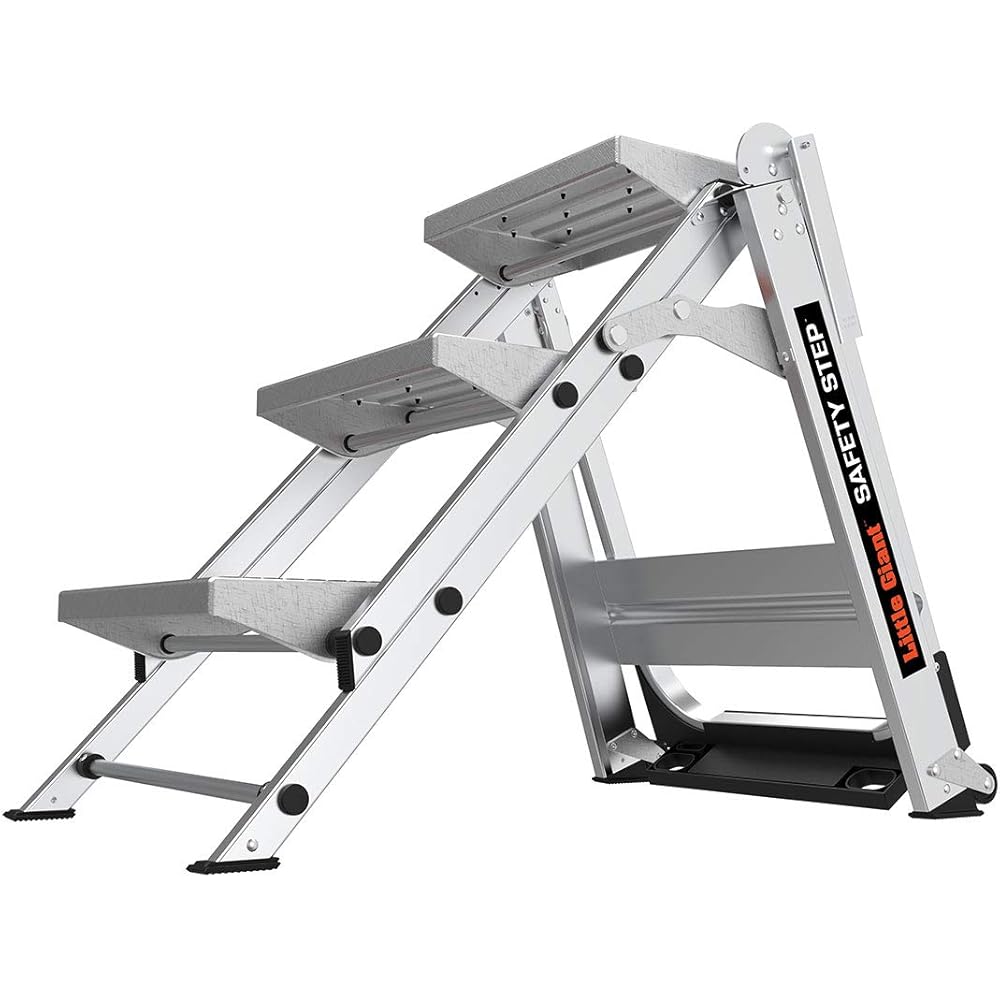 Little Giant Ladders, Safety Step, 3-Step, 3 Foot, Step Stool, Aluminum, Type 1A, 300 lbs Weight Rating, (10310BA)