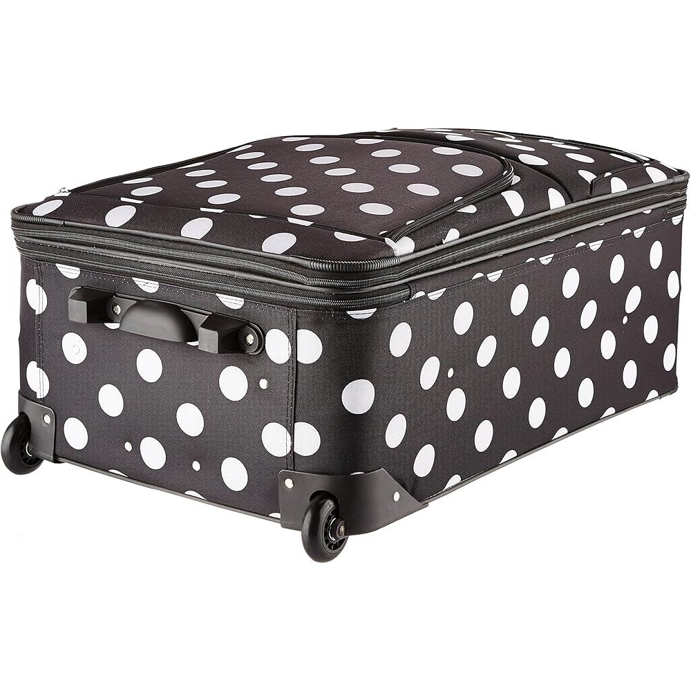 | Rockland Vara Softside 3-Piece Upright Luggage Set, Expandable,Black dot, (20/22/28) | Suitcases
