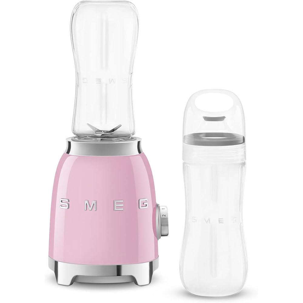 SMEG 50's Retro Style Personal Blender with Backlit Knob and Two 600 ML BPA Free bottles PBF01PKUS Pink