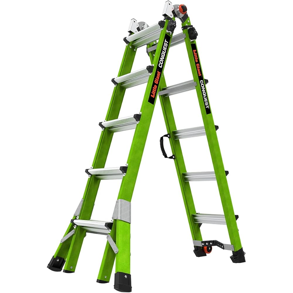 Little Giant Ladders Systems Conquest 2.0, M22, 22ft, Multi-Position Ladder, Fiberglass, Type 1A, 300 lbs Weight Rating, (17122-001), Green