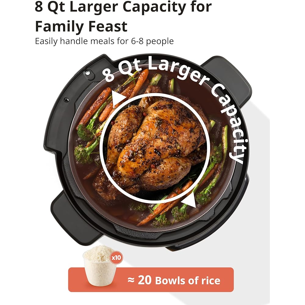 COMFEE’ 16 in 1 Electric Pressure Cooker Instant Multi Cooker Olla de Presion Non-Stick Pot Yogurt Maker Rice Cooker Slow Cooker Sauté Steamer 8 Quarts for Family Feast