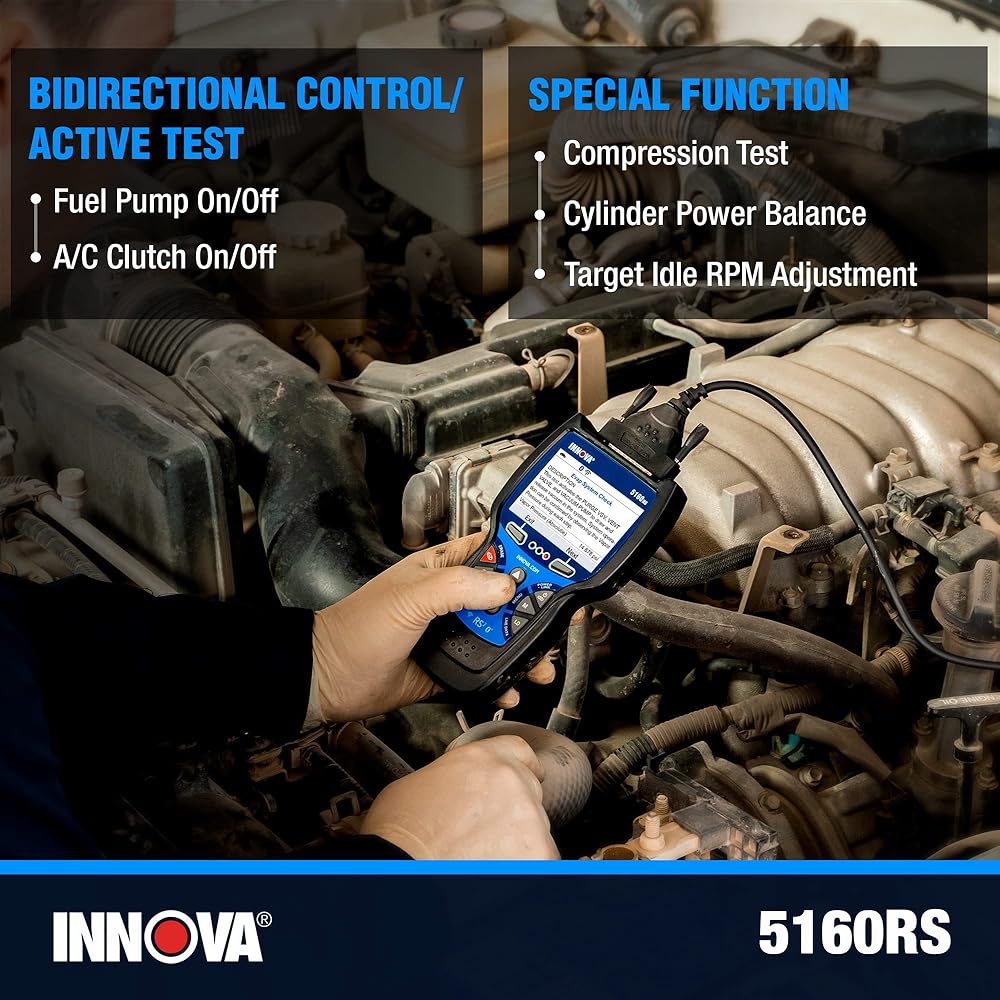 INNOVA 5160RS, OBD2 Bidirectional Scan Tool, OE-Level All System Diagnostics, Reset Oil Light/Battery/EPB/SAS/DPF, Mechanic Recommended Fixes &amp; Parts, TSBs, 1yr Warranty, Free Updates