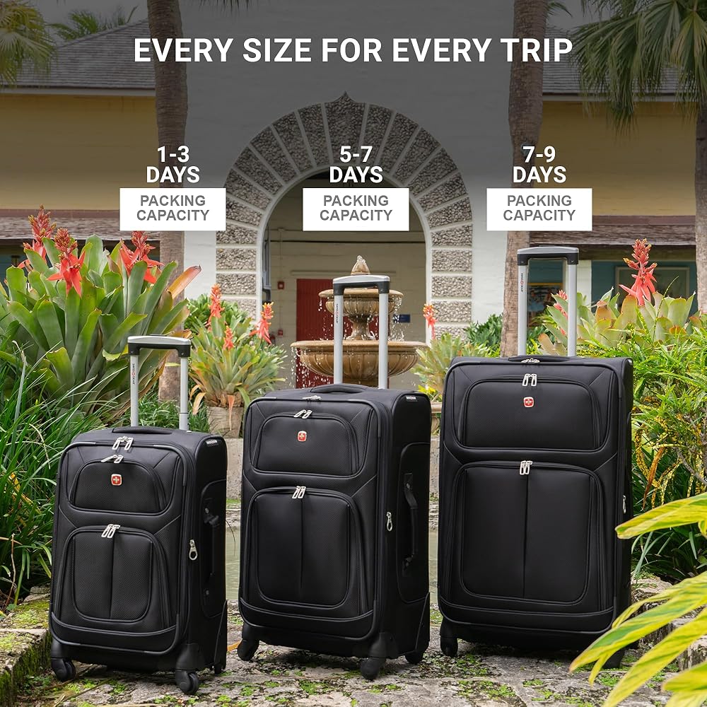 | SwissGear Sion Softside Expandable Luggage, Dark Grey, 3-Piece Set (21/25/29) | Carry-Ons