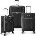 | Traveler's Choice Lares Softside Expandable Luggage with Spinner Wheels, Black, 3 Piece Luggage Set | Suitcases