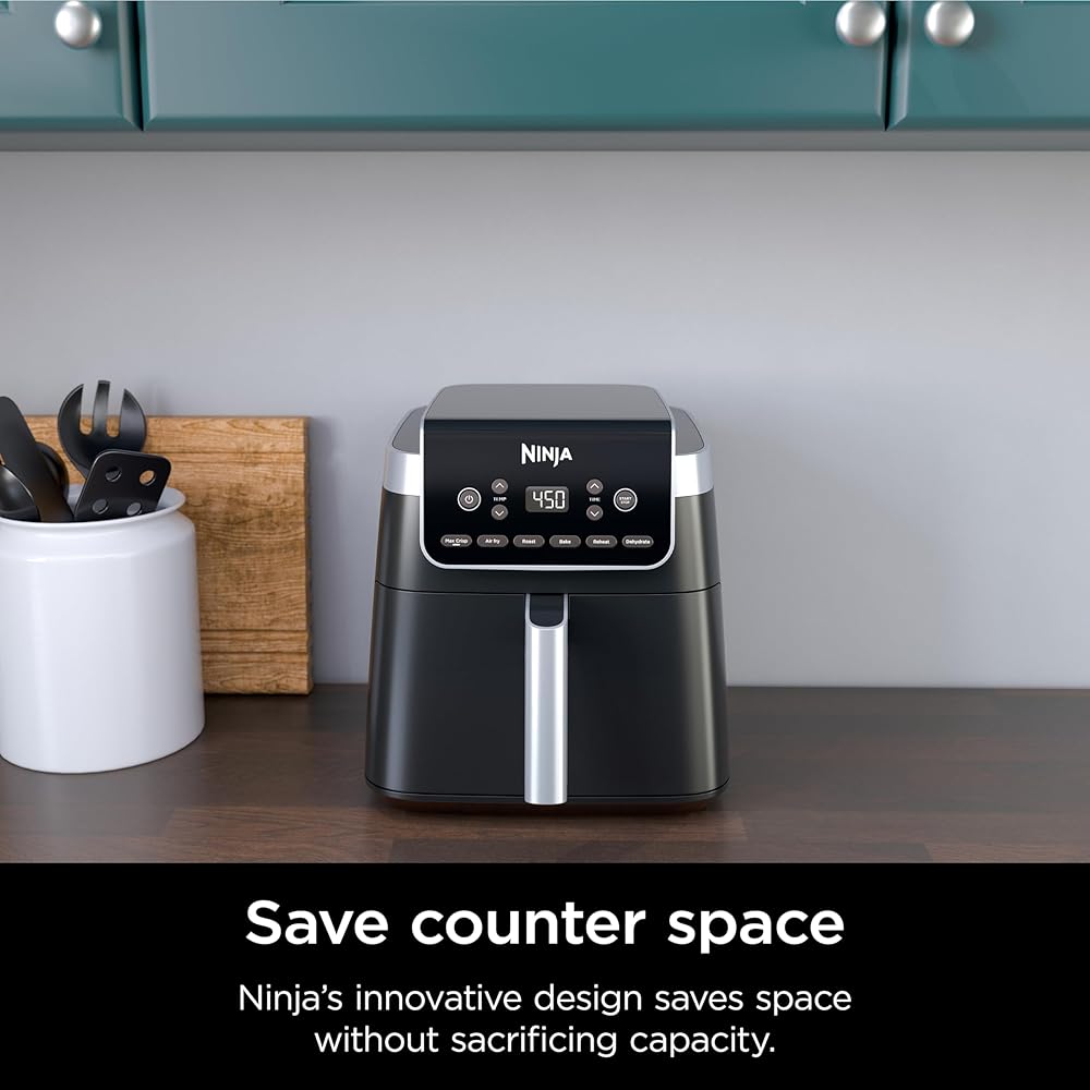 Ninja Air Fryer Pro XL 6-in-1 with 6.5 QT Capacity, Max Crisp, Air Fry, Air Roast, Bake, Reheat, Dehydrate, Max Crisp Technology with 450F, Nonstick Basket &amp; Crisper Plate, Grey, AF181