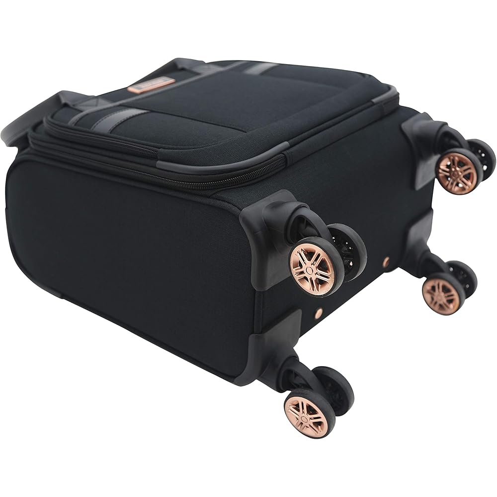 | kensie Hudson Softside Spinner Luggage, Black with Rose Gold, 3-Piece Set (16/20/28) | Luggage Sets