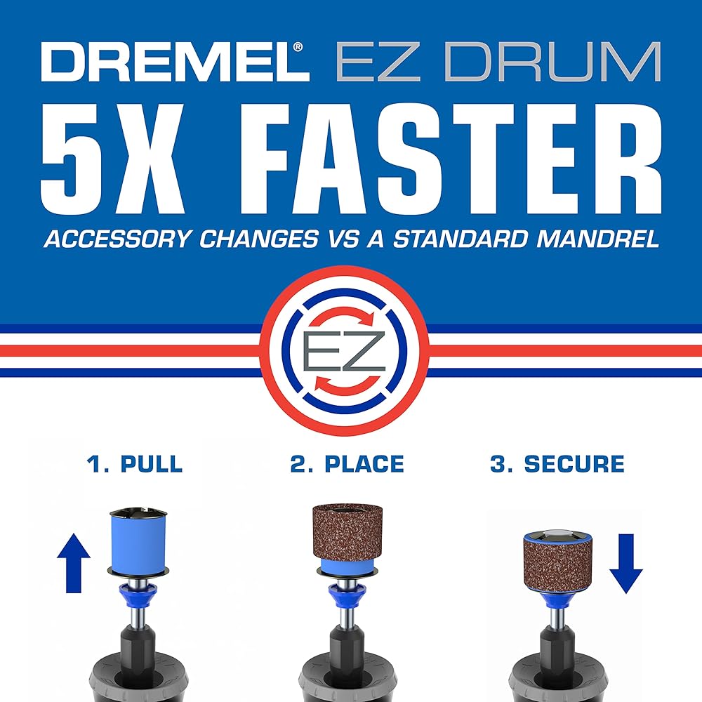 Dremel EZ725 70-Piece All-Purpose Rotary Tool Accessory Set With Storage Kit EZ-Lock And EZ Drum For Faster Accessory Changes Perfect for Cutting, Polishing, Cleaning, And Sanding