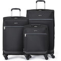 | 3-Piece Set (21", 23", 28"), Softside Suitcases With Wheels, With Four 360-Degree Multi-directional Spinner Wheels, Expandable Space, Zippered Pocket and Straps, Telescopic Handle, Black | Suitcases