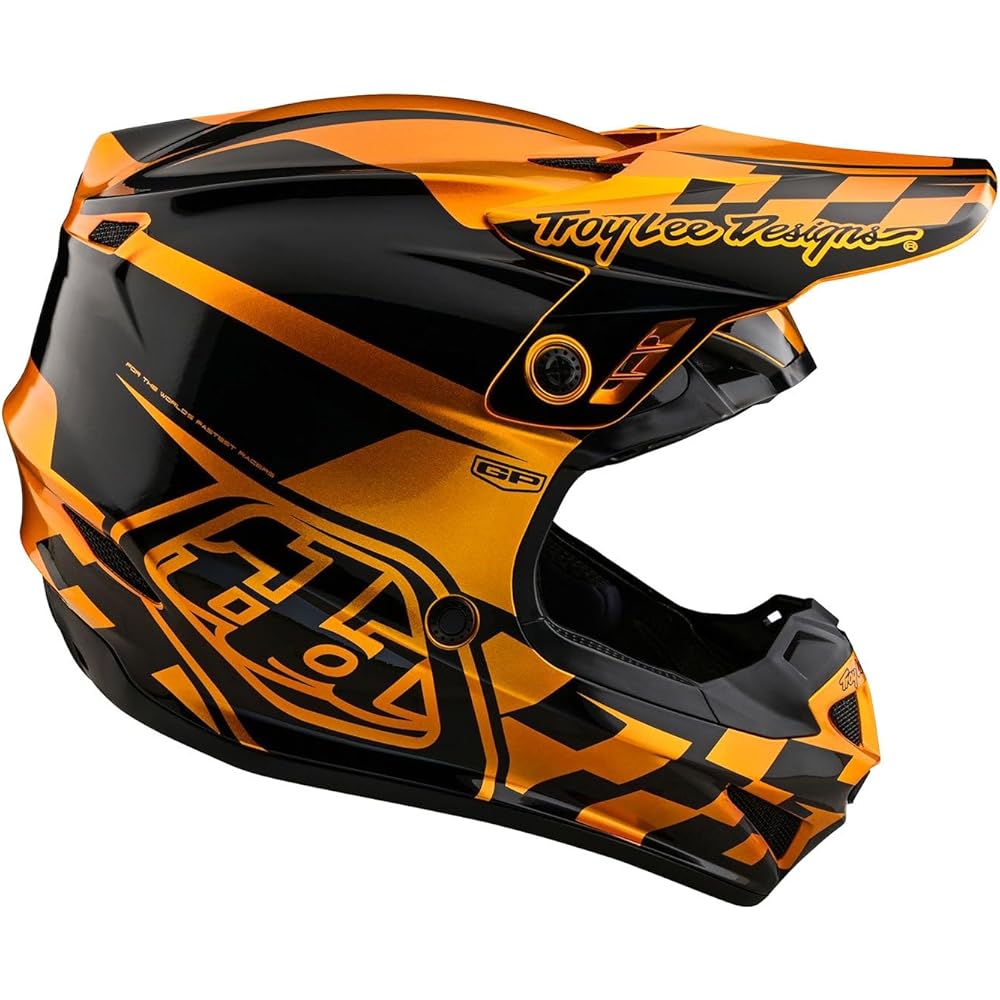 Troy Lee Designs GP Anarchy Adult Offroad Motocross Dirt Bike ATV Powersports Racing Full Face Helmets Lightweight Ventilated Youth GP Helmet; Check UP Gold/Black LG