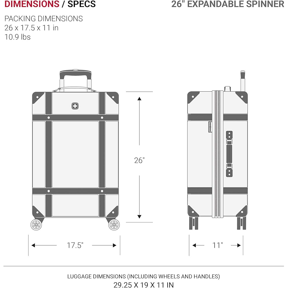 | SwissGear 7739 Hardside Luggage Trunk with Spinner Wheels, White, 2-Piece Set (19/26) | Suitcases
