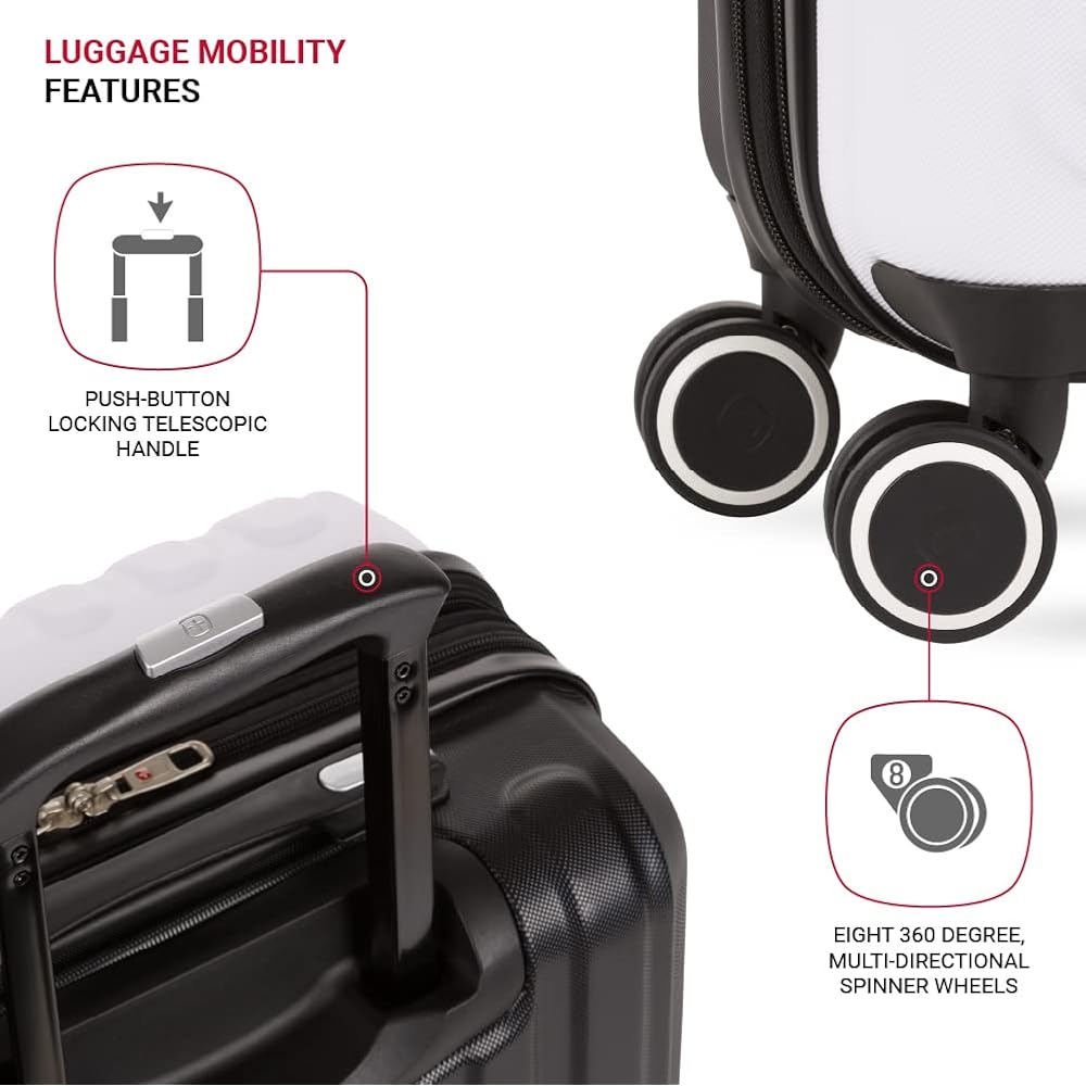 | SwissGear Duet Hardside Expandable Luggage with Spinner Wheels, Black/White, 3-Piece Set (19/24/28) | Suitcases