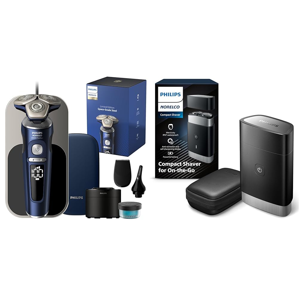 Philips Norelco Home &amp; Away Shave Duo Includes Philips Norelco 9000 Prestige Space Grade Edition (SP9886/89) + Compact Shaver (PQ888/81)