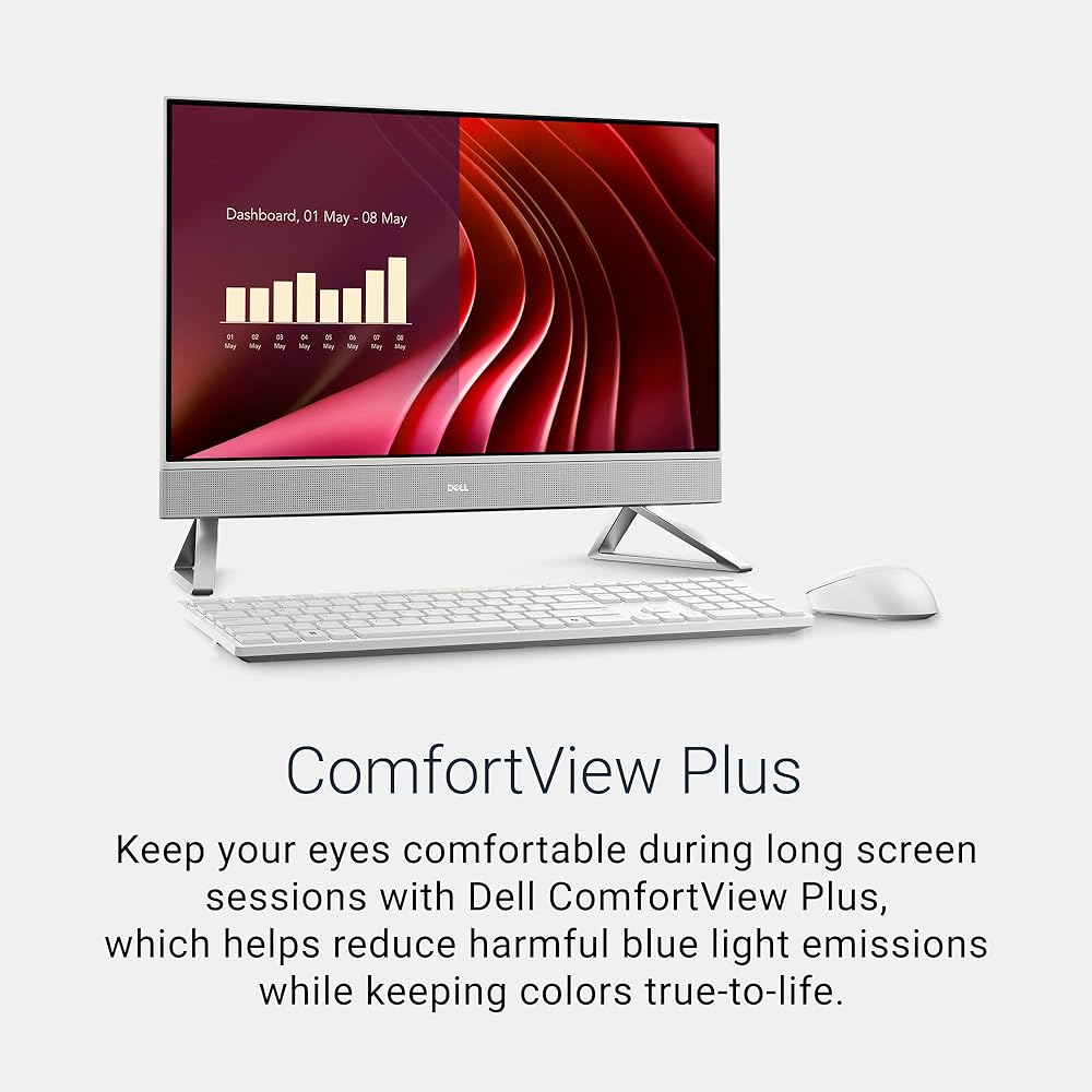 Dell 24 All-in-One Desktop ec24250-23.8-inch FHD Display, Intel Core 3 Processor 100U, Intel Graphics, 8GB DDR5 RAM, 512GB SSD, Windows 11 Home, Onsite Service+6 Months Retail Migrate White