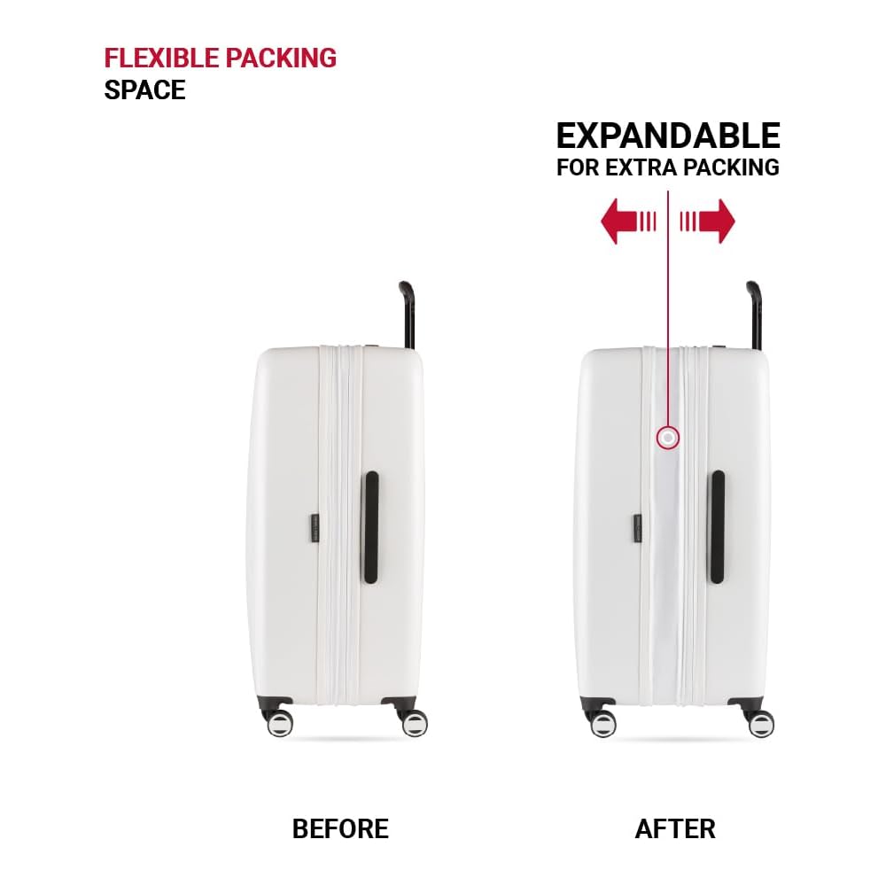 | SwissGear Wanderlust Pro Lightweight Expandable Spinner, White, 3-Piece Set (20/24/28) | Luggage