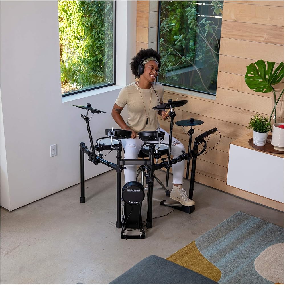 Roland TD-07KV Electronic V-Drums Kit – Legendary Dual-Ply All Mesh Head kit with superior expression and playability – Bluetooth Audio &amp; MIDI – USB for recording audio and MIDI data – 40 FREE Melodic