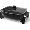 Elite Gourmet EG-6203# Extra Deep 16"x13"x3.2" (10.5Qt.) Scratch Resistant, Easy Pour Spout Dishwasher Safe, Non-stick Electric Skillet with Glass Vented Lid, Adjustable Temperature, Black