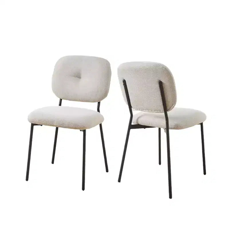 Set of 2 Dining Chair Upholstered Accent Chairs Dinner Chair with Metal Legs, Space-Saving Contemporary Kitchen & Dining Room Seating - Modernluxe