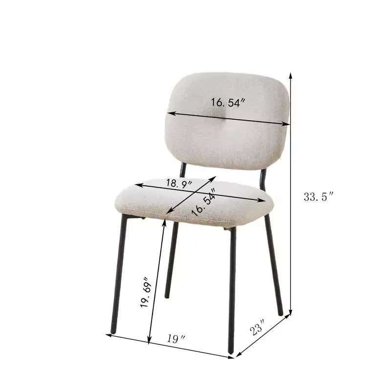 Set of 2 Dining Chair Upholstered Accent Chairs Dinner Chair with Metal Legs, Space-Saving Contemporary Kitchen & Dining Room Seating - Modernluxe