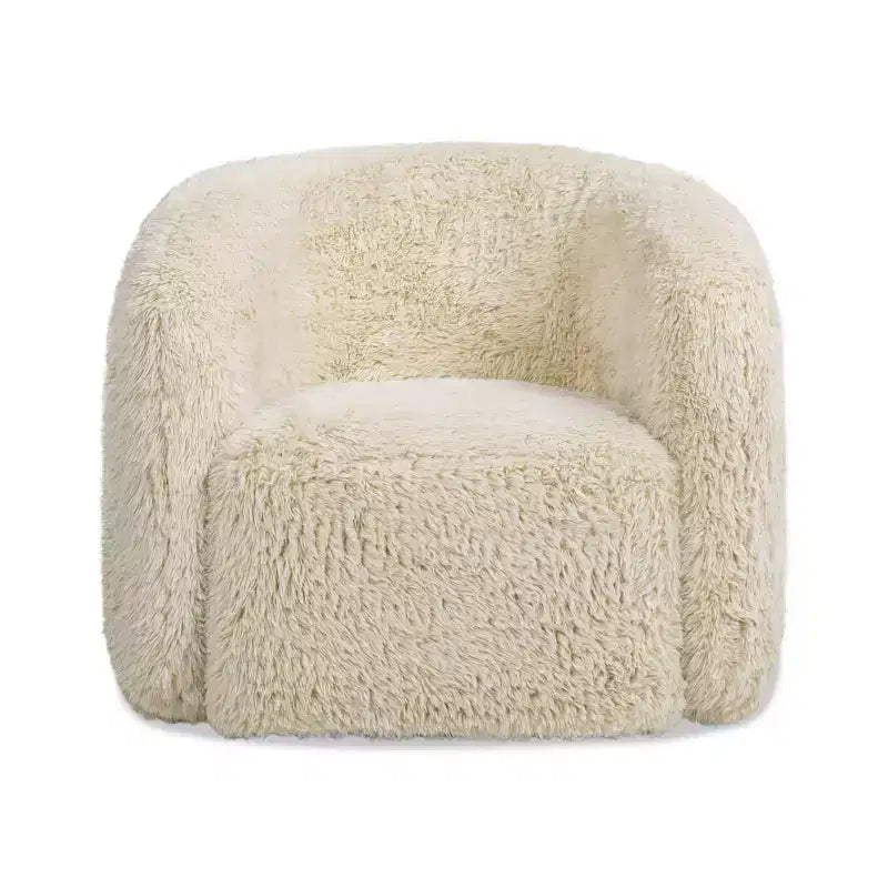 Jennifer Taylor Home Colt 33 Fur Swivel Upholstered Barrel Accent Arm Chair, Cream Beige Faux Fur