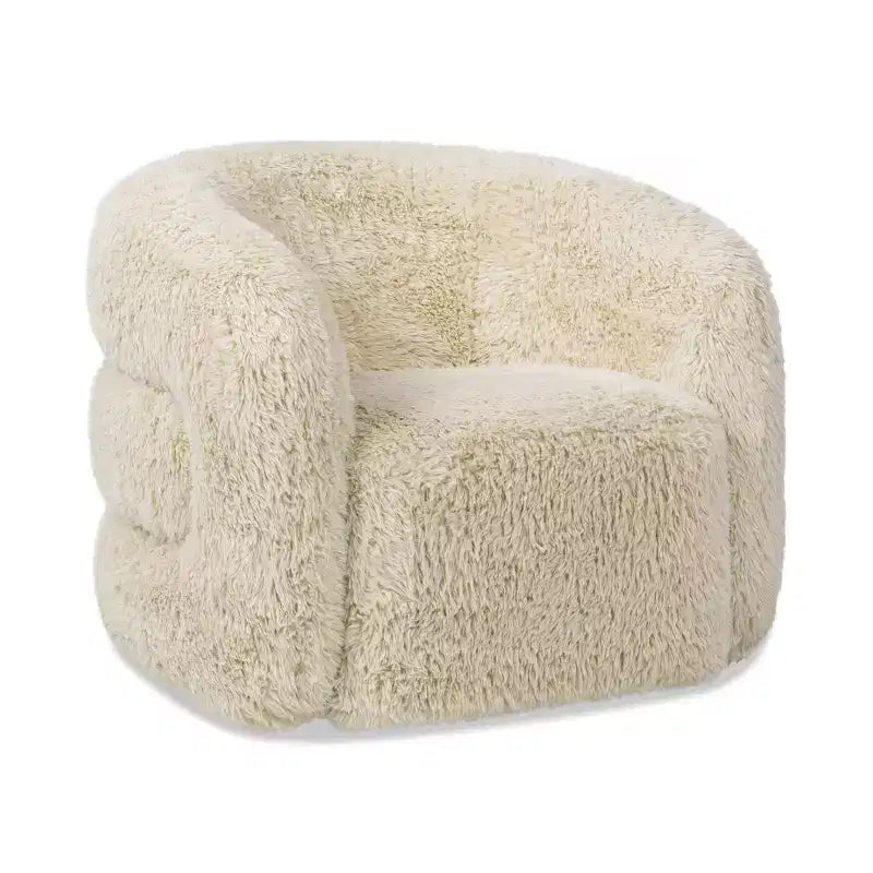 Jennifer Taylor Home Colt 33 Fur Swivel Upholstered Barrel Accent Arm Chair, Cream Beige Faux Fur