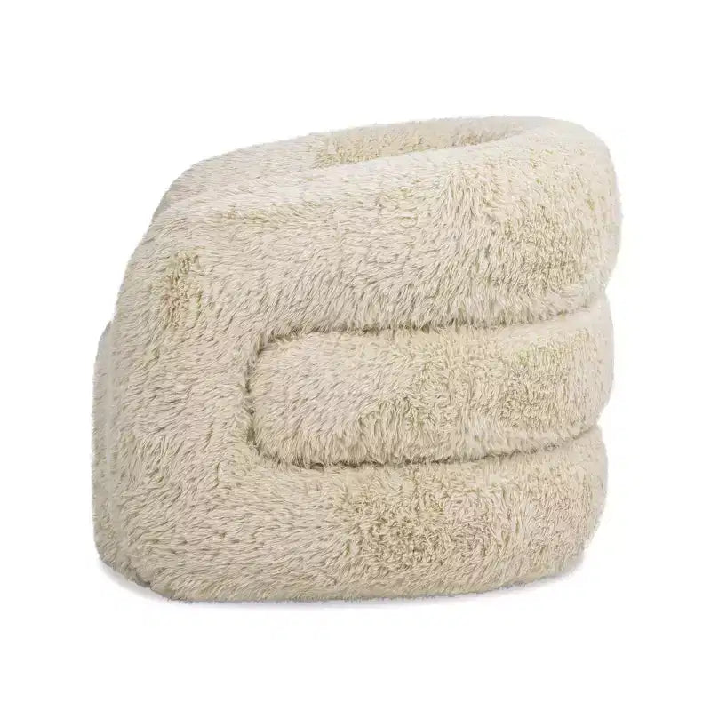 Jennifer Taylor Home Colt 33 Fur Swivel Upholstered Barrel Accent Arm Chair, Cream Beige Faux Fur