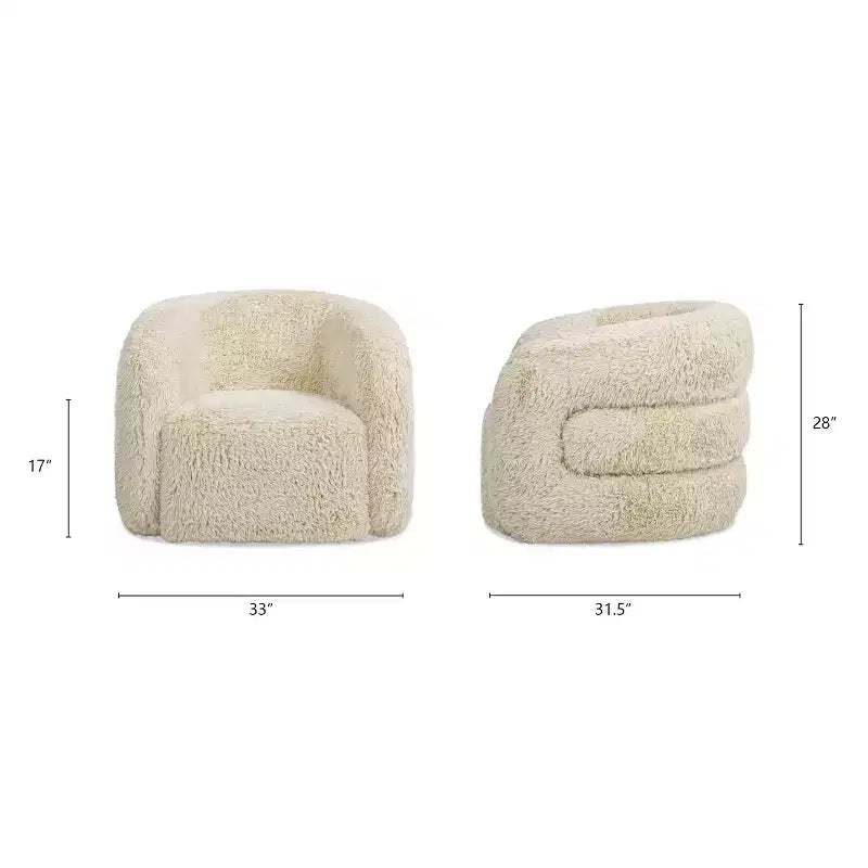 Jennifer Taylor Home Colt 33 Fur Swivel Upholstered Barrel Accent Arm Chair, Cream Beige Faux Fur