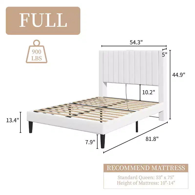 AMERLIFE Bed Frame, Velvet Upholstered Platform Bed with Channel Tufted Headboard