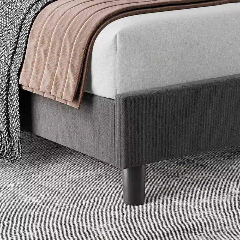 Upholstered Platform Bed Frame, Adjustable Headboard, Modern Noise Free Bed Frame, Sturdy Wooden Slats Support, No Box Spring Needed & Easy Assembly