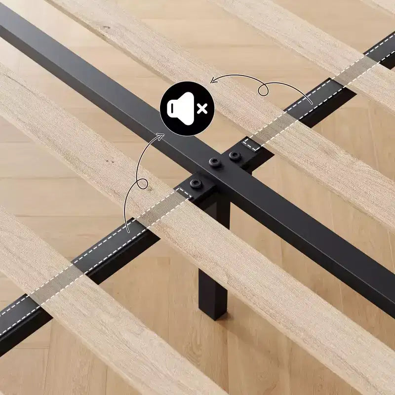 Upholstered Platform Bed Frame, Adjustable Headboard, Modern Noise Free Bed Frame, Sturdy Wooden Slats Support, No Box Spring Needed & Easy Assembly