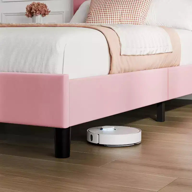 Upholstered Platform Bed Frame, Adjustable Headboard, Modern Noise Free Bed Frame, Sturdy Wooden Slats Support, No Box Spring Needed & Easy Assembly