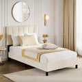 Upholstered Platform Bed Frame, Adjustable Headboard, Modern Noise Free Bed Frame, Sturdy Wooden Slats Support, No Box Spring Needed & Easy Assembly
