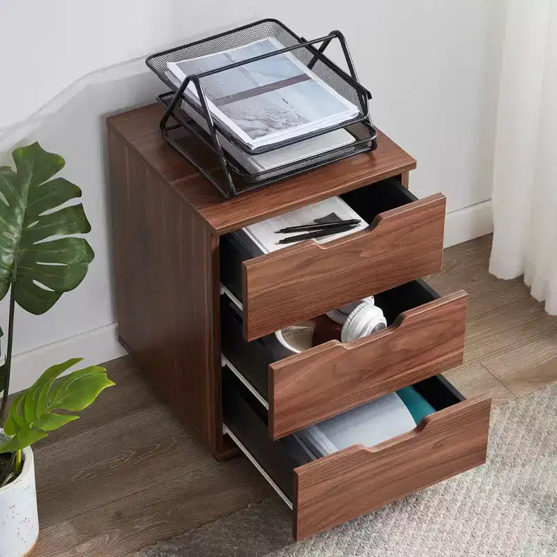 PexFix 3 Drawer Vertical File Cabinet Rolling Wooden Mobile Under Desk with Casters for Home Office