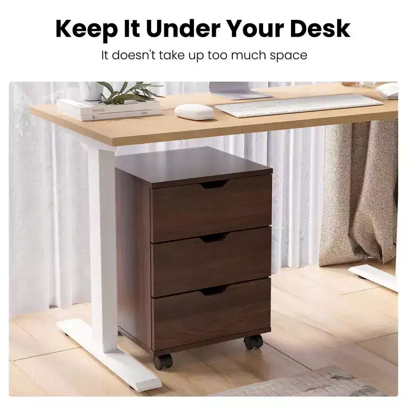 PexFix 3 Drawer Vertical File Cabinet Rolling Wooden Mobile Under Desk with Casters for Home Office