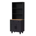 CLIHOME Farmhouse Storage Cabinet, Modern Kitchen Pantry Cabinet with Adjustable Shelves, 5 Tier Bookshelf with Drawer