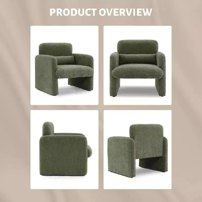 Modern Chenille Fabric Living Room Chair, Upholstered Armchair Leisure Single Sofa Chair for Bedroom, Office, Apartment
