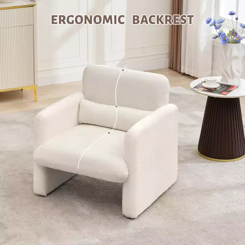 Modern Chenille Fabric Living Room Chair, Upholstered Armchair Leisure Single Sofa Chair for Bedroom, Office, Apartment