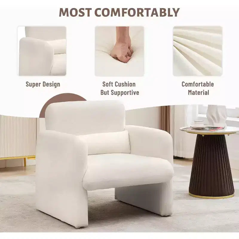 Modern Chenille Fabric Living Room Chair, Upholstered Armchair Leisure Single Sofa Chair for Bedroom, Office, Apartment