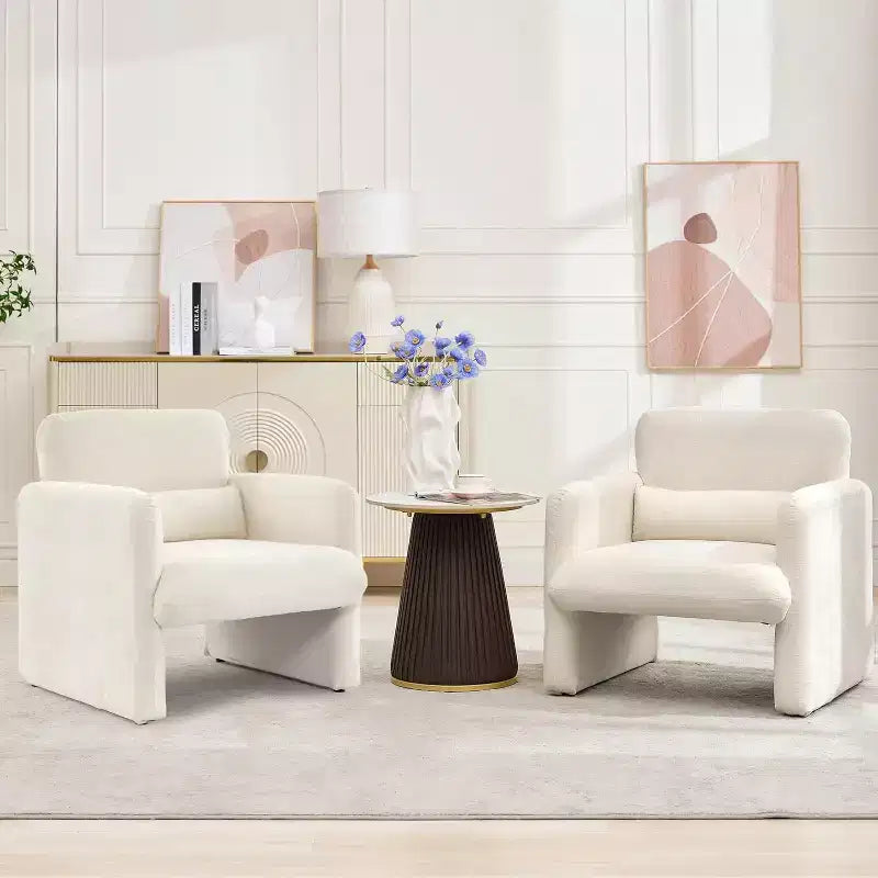 Modern Chenille Fabric Living Room Chair, Upholstered Armchair Leisure Single Sofa Chair for Bedroom, Office, Apartment
