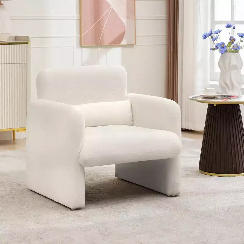 Modern Chenille Fabric Living Room Chair, Upholstered Armchair Leisure Single Sofa Chair for Bedroom, Office, Apartment