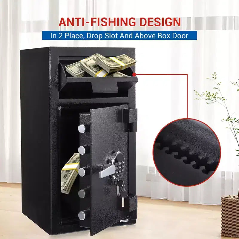 TROPOW Commercial Drop Safe - Digital Keypad Anti-Theft Cash Deposit Box with Heavy Duty Steel Construction