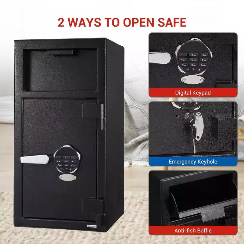 TROPOW Commercial Drop Safe - Digital Keypad Anti-Theft Cash Deposit Box with Heavy Duty Steel Construction
