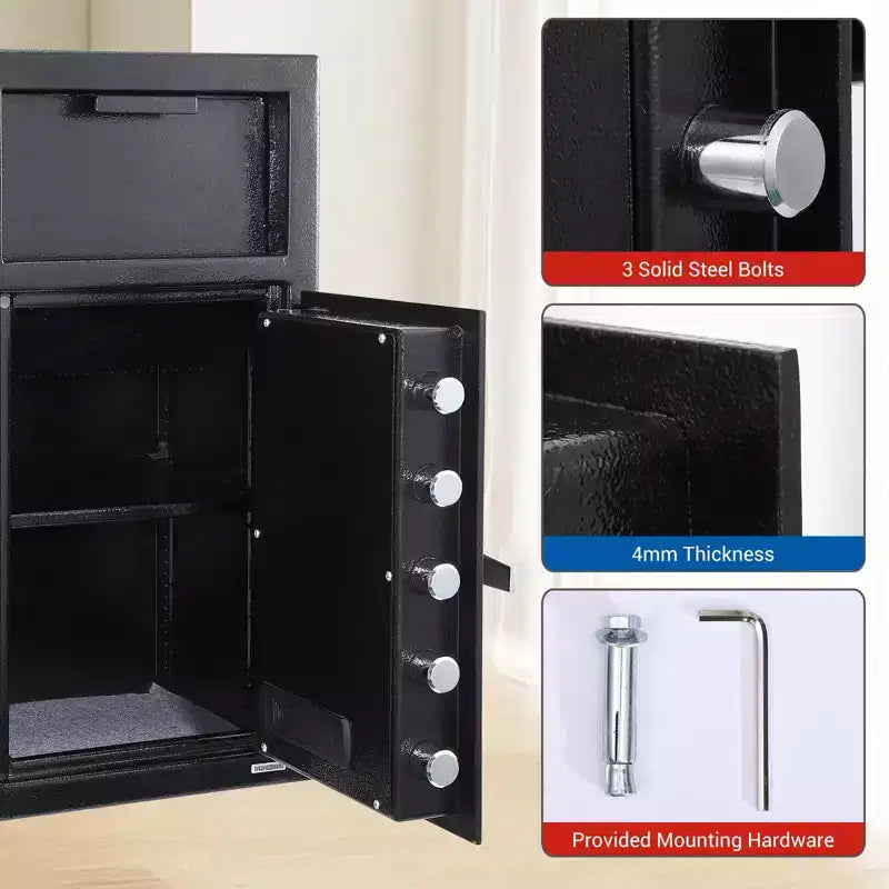 TROPOW Commercial Drop Safe - Digital Keypad Anti-Theft Cash Deposit Box with Heavy Duty Steel Construction