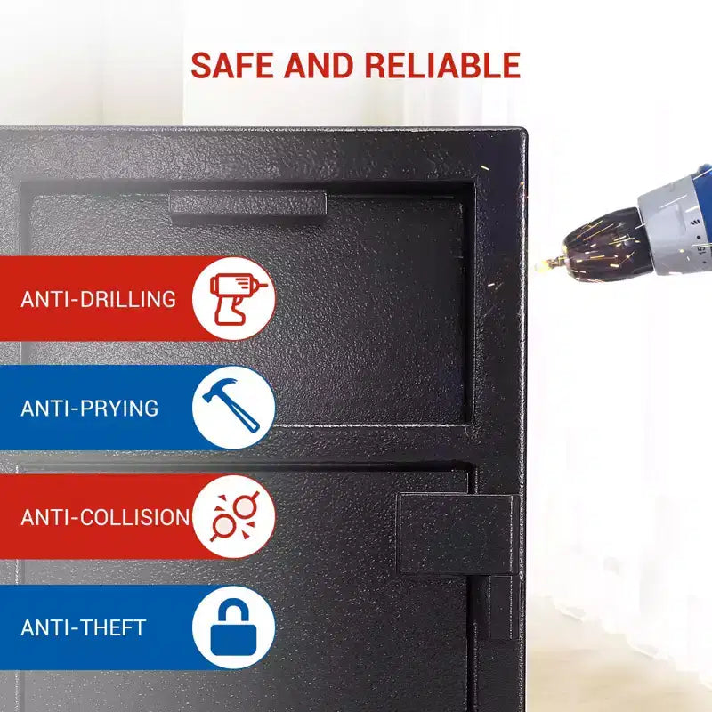 TROPOW Commercial Drop Safe - Digital Keypad Anti-Theft Cash Deposit Box with Heavy Duty Steel Construction