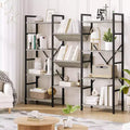 Acekool 4-Tier Industrial Bookcase, 54 Open Shelf with Metal Frame for Living Room, Bedroom & Office - Grey