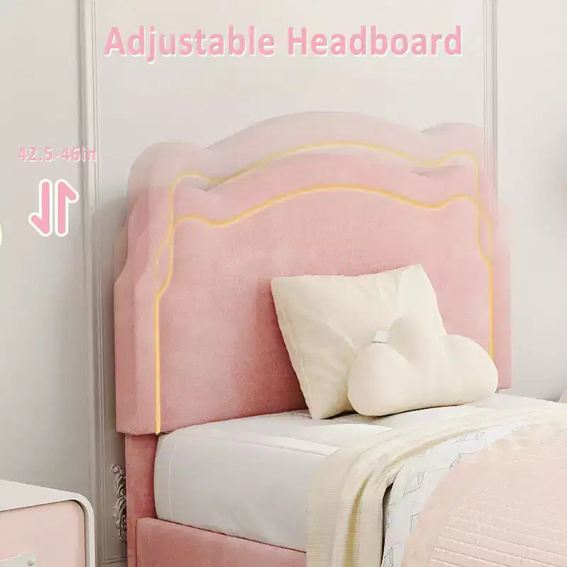 GustoWave Twin Platform Bed, Adjustable Headboard