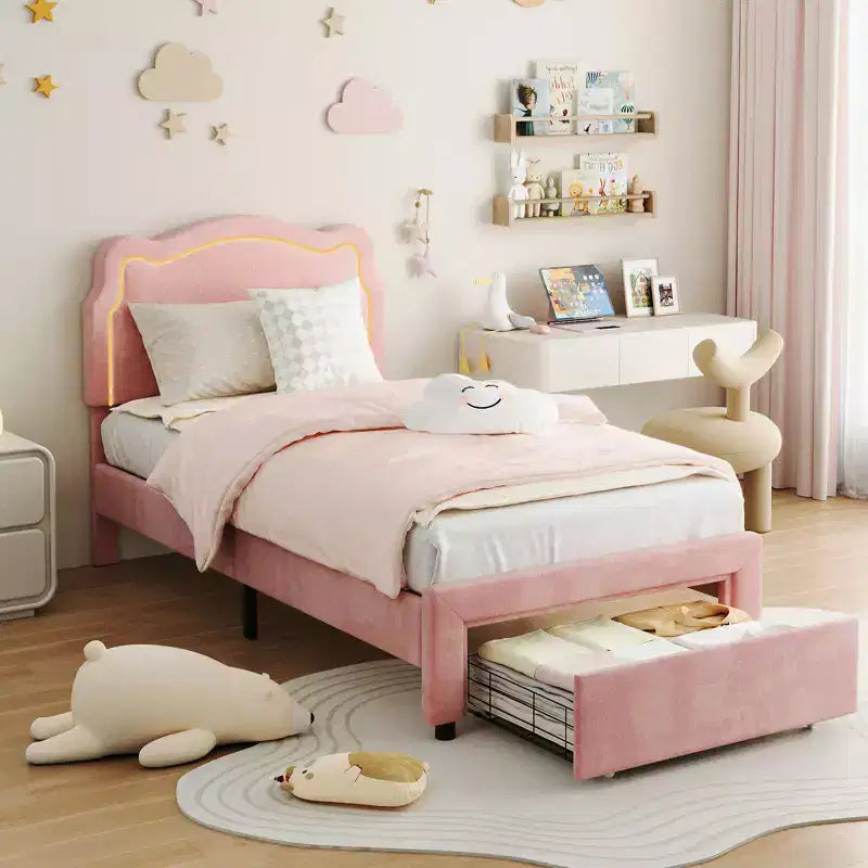 GustoWave Twin Platform Bed, Adjustable Headboard