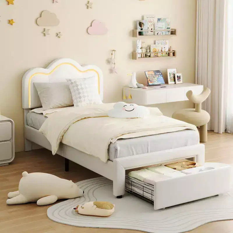 GustoWave Twin Platform Bed, Adjustable Headboard